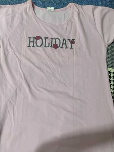 Pink 'Holiday' Graphic Tee