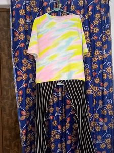 Tie Dye Top &amp; Striped Pants Set