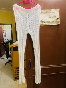 White Trendy Crochet Pants