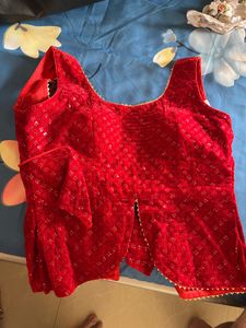 Red Velvet Embellished Blouse