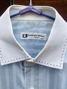 Light Blue And White Striped Korean Shirt