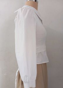 White Layered Look Long Sleeve Top