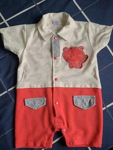 Beige Pink Boy's Casual Romper