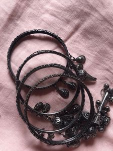 Gunmetal Woven Bangle Set