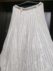 White &amp; Gold Stripe Skirt