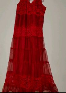 Red Lace Overlay Dress