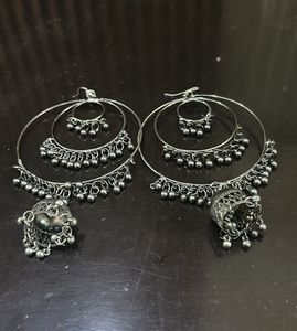 Silver Jhumka Hoop Earrings