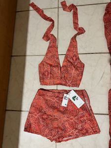 Printed Halter Neck Top skirt Set