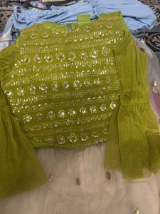 Girls Green &amp; White Dress