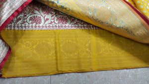 Yellow &amp; Red Colour Katan Benarasi