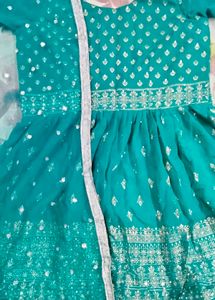 Teal Sequin Embellished Skirt