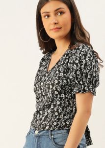 Floral Print Wrap Top