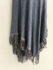 Unisex ⚫Fringed Poncho with Faux Fur Collar