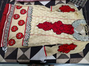Beige And Red Kurti