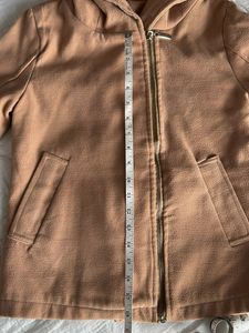 Tan Hooded Zip-Up Jacket