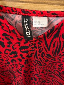 Red Animal Print Slip Dress