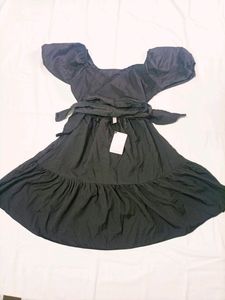 Casual Party Mini Dress Square Neck Short Bubble S