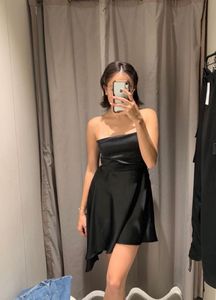 ZARA SATIN ASYMMETRICAL MINI DRESS