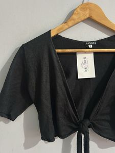 Black Tie Front Crop Top