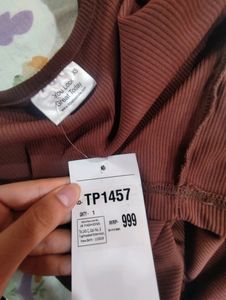 Extremely Trendy, Ribbed Brown Top From LittleBoxIndia