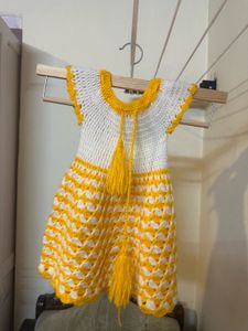 Crochet Yellow &amp; White Baby Dress