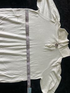 Elegant Cream Puff-Sleeve Knit Tshirt