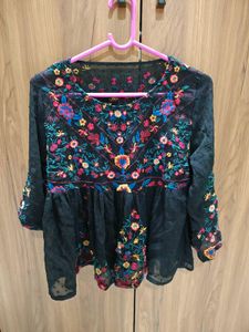 Embroidered Floral Top