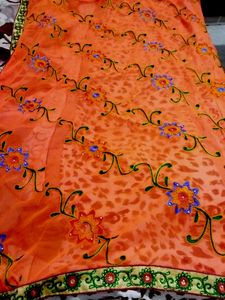 Woman Georgett Solid Saree