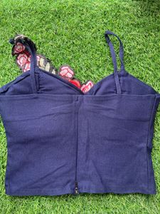 Navy Blue Padded Crop Top