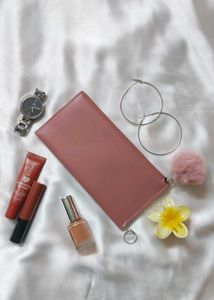 Trendy Pink Wallet with Pom-Pom Charm – Like New