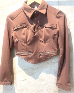 Brown Cropped Jacket
