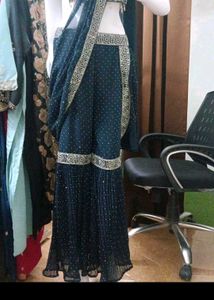 Party Wear Wrap Saree With Sharara