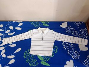 Striped Long Sleeve Polo Top