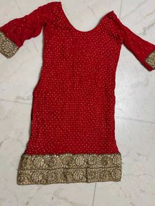 Red &amp; Gold Embellished Suit
