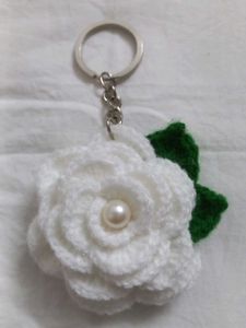 Crochet Rose Keychain