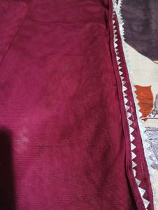 Maroon Dupatta with Silver Border