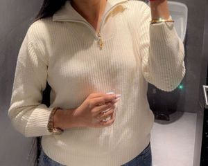 H&amp;M Cream Knit Quarter Zip
