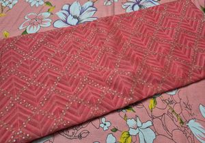 Peach Sequined Saree