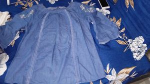 Floral Embroidered Denim Top