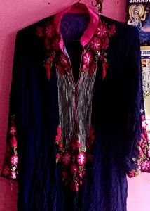 Embroidered Velvet Tunic