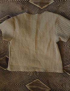 Thick Crepe Beige Crop Top.