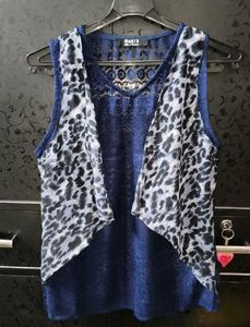 Lace & Animal Print Top