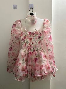 Organza Floral Printed Princess Dress