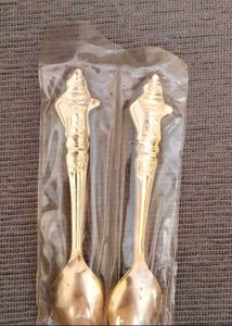 New Seal Pack 6 Pieces Gold Plated Spoons