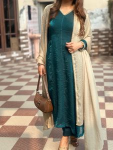 Teal Jimmy Choo Plazzo Kameez