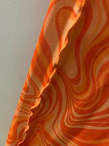 Orange Mesh Flared Leggings With Inbuilt Panty