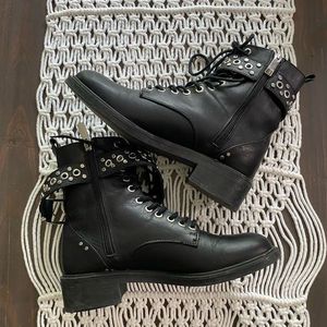 SALE!!! BLACK STUDDED BUCKLE BOOTS FOR SALE
