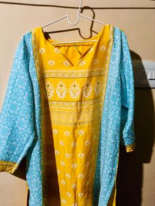 Beautiful Yellow &amp; Blue Kurta -3XL