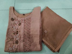 Handwork Peach Suit With Dupatta