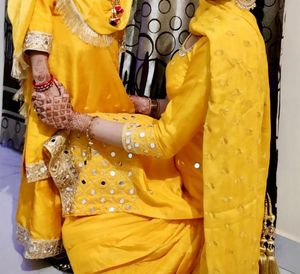 Yellow Mirror Work Kurta Set